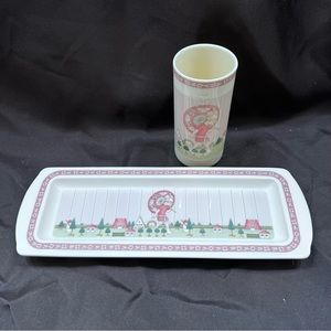 1987 Minton England Royal Doulton - GOLDEN DAYS - Rectangle Tray & Vase‎ Vintage